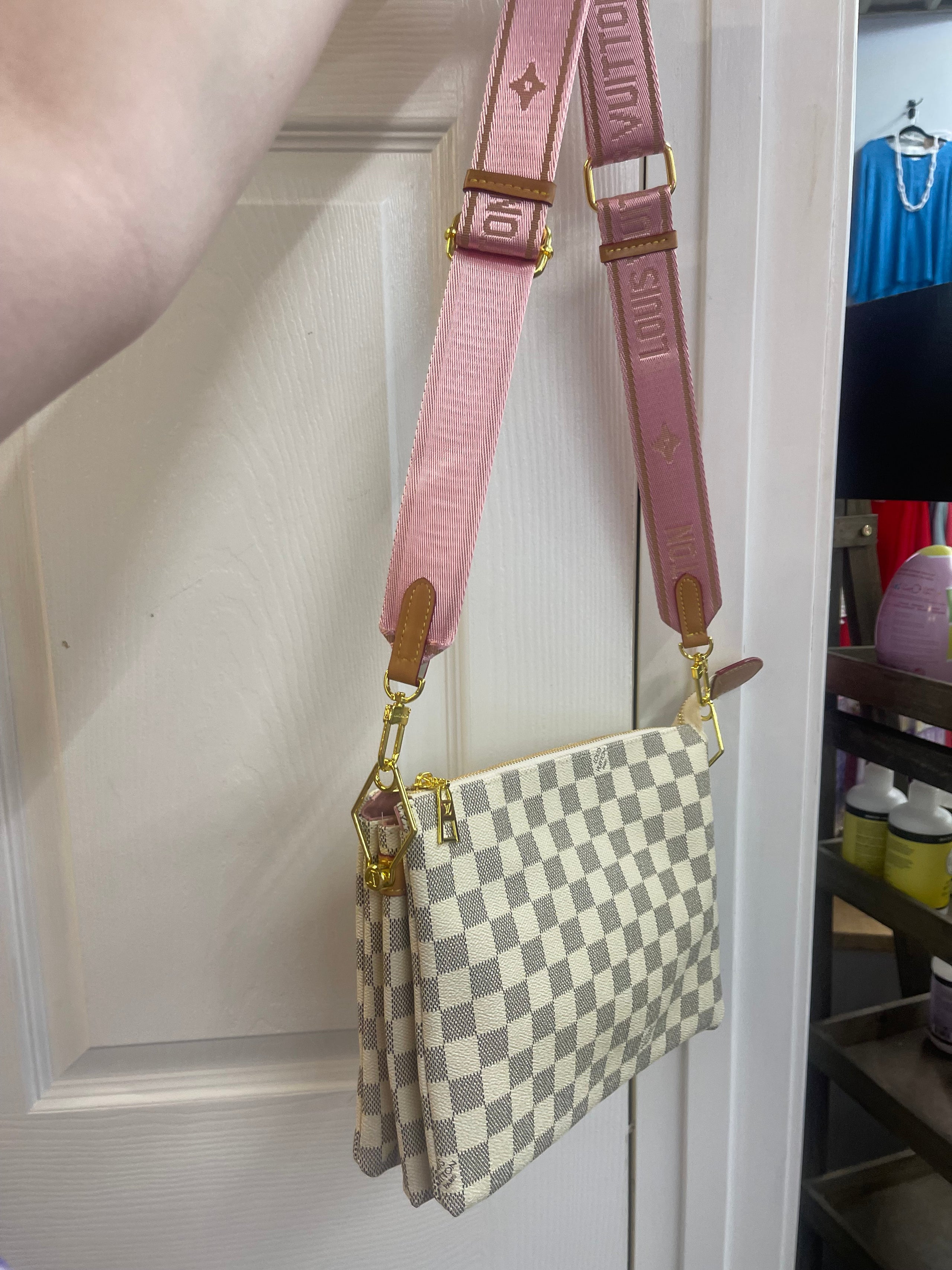 Designer Inspired White Checker LV Cousin Bag | Hannah Rae's Southern ...